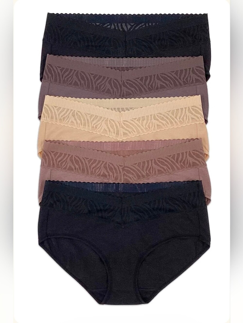 Felina Stay In Place Hipster 5 Pack In Classic Nudes XL